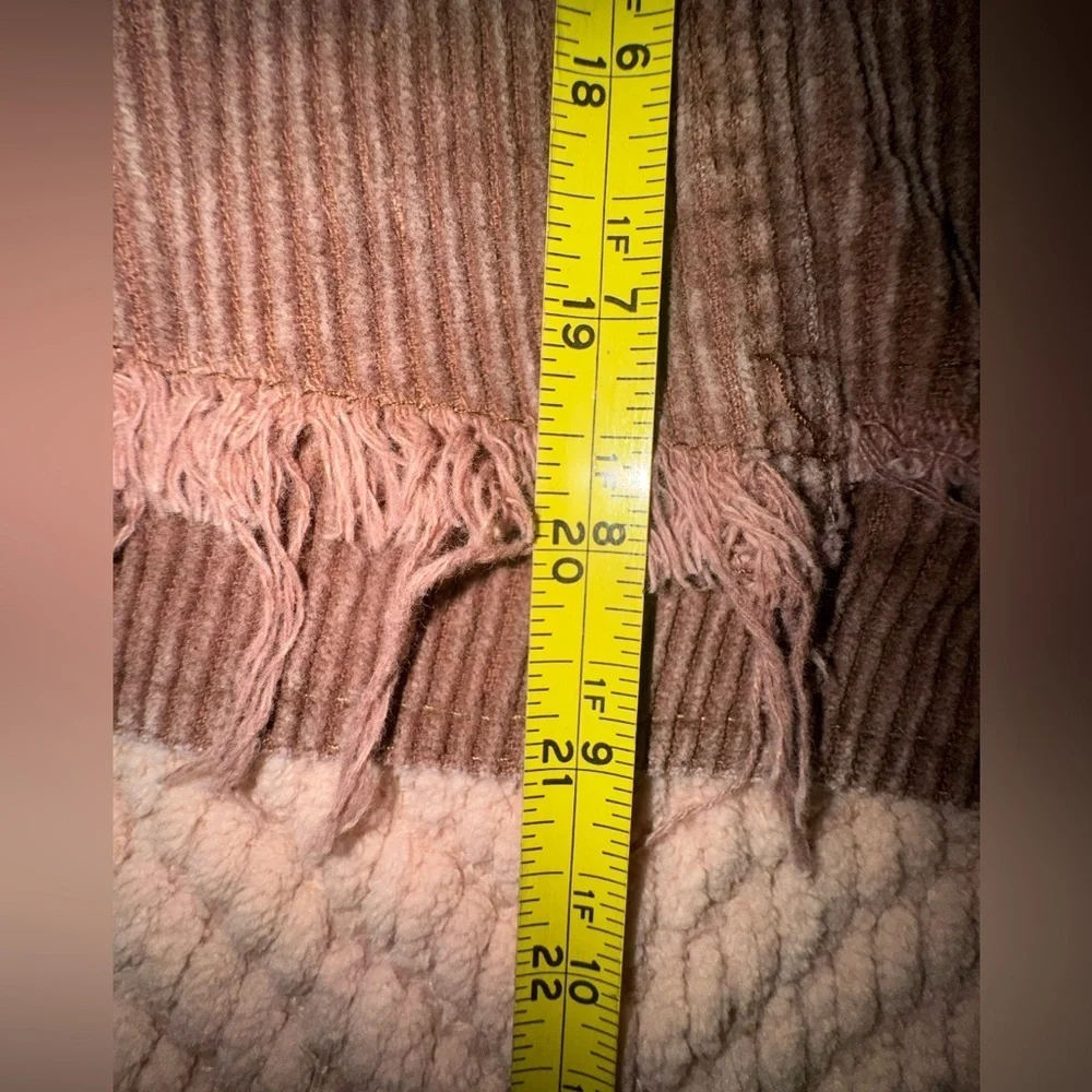 POL Corduroy Jacket Distressed Raw Hem Button Front Boho Cowgirl Size S
